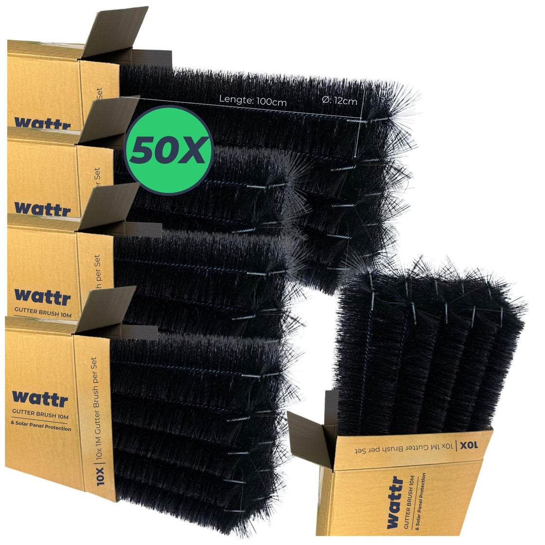 WATTR Vogelwering Borstels – 10 t/m 50 Meter Bescherming voor Zonnepanelen & Dakgoten – Duurzaam, Onzichtbaar & Effectief tegen Kauwen, Duiven & Mussen